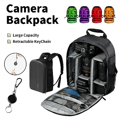 Travel Camera Backpack Bag Lens Case Rucksack For SLR DSLR Canon Nikon Keychain • £15.99