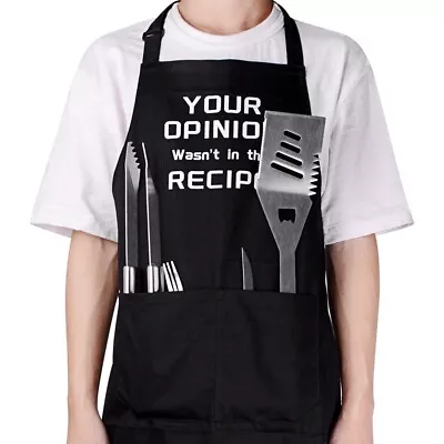 Men Women Cooking Kitchen Chef Aprons Pockets Waterproof Stain Resistant Black • $10.44