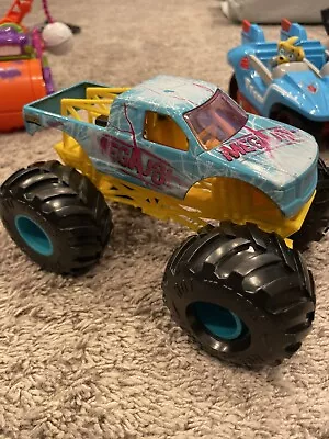 Hot Wheels Monster Jam Mega Jolt Truck 1:24 Diecast Car Blue Pink Yellow 2020 • $10