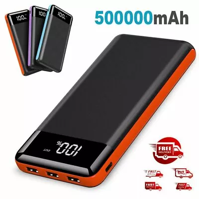 $35.99 • Buy 500000mAh Portable LCD Power Bank External 3 USB Battery Pack Charger Portable