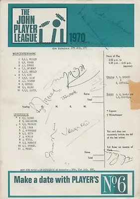 £10 • Buy Worcestershire V Leicestershire - Sunday League Scorecard July 1970 - Autographs