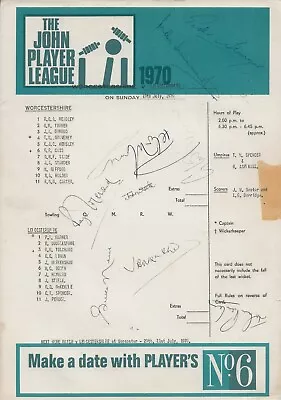 £2.50 • Buy Worcestershire V Leicestershire - Sunday League Scorecard July 1970 - Autographs