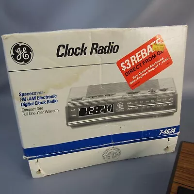 Vintage GE Spacesaver Digital Alarm Clock Radio Model 7-4624 Wood Grain AM/FM • $34.99