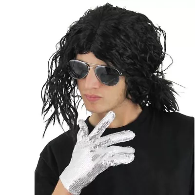 Michael Jackson WIG ONLY Afro Wet Look Fancy Dress Accessory Pop Star 80's 90's • £9.49