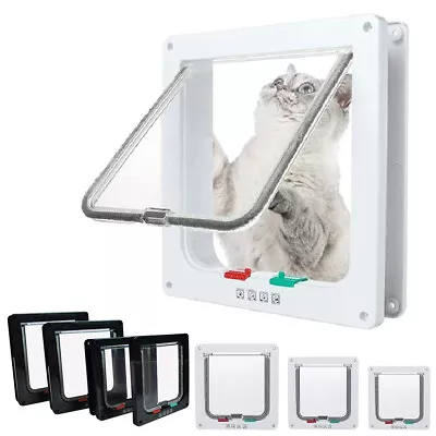 4 Way Pet Door Cat Puppy Dog Magnetic Lock Lockable Flap Door Frame Magnetic ABS • $11.49