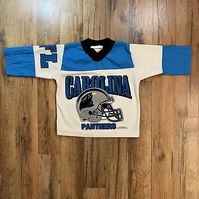 Vtg. Carolina Panthers Boys Graphic Shirt Jersey USA Made Size Worn See Pic 1997 • $18.99