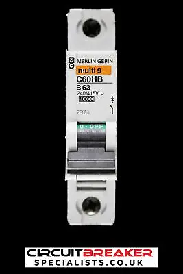 MERLIN GERIN 63 AMP CURVE B 10kA MCB CIRCUIT BREAKER C60HB 25850 • £8.31