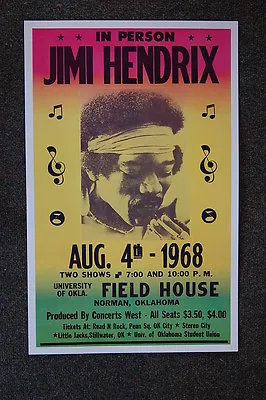 Jimi Hendrix Tour Poster 1968 University Of Oklahoma--- • $4.25