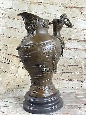 Art Nouveau 100% Real Bronze Mermaid Vase Signed By French Artist Moreau Gift • $249.50