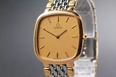 *NEAR MINT* Vintage OMEGA De Ville Cal. 1378 Quartz Gold Dial Square Men's Watch • $399.99