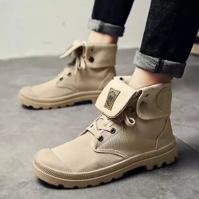 Vintage Mens Canvas Boots High Top Casual Shoes Size Comfort Shoes • $60.08