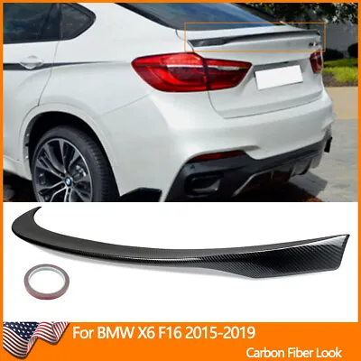 Carbon Look For BMW X6 F16 X6M F86 2015-2019 P Style Rear Trunk Spoiler Wing Lip • $92.99