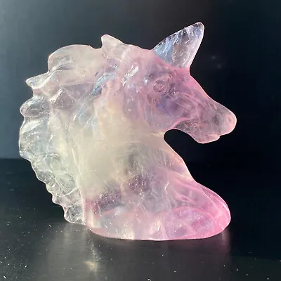 221g Natural Fluorite Unicorn Skull Hand Carved Quartz Crystal Skull Heal • $0.01