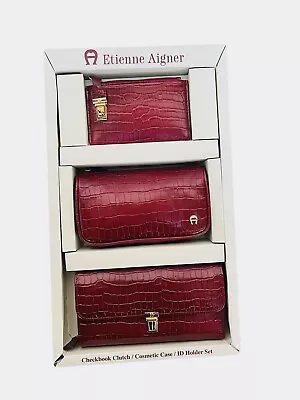 Vintage Red Etienne Aigner Wallet Makeup ID Holder NWT Deadstock Leather Case • $85