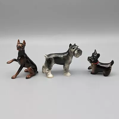 Hagen Renaker Mini Dog Lot: Dark Schnauzer Doberman Scottish Terrier Scottie • $35