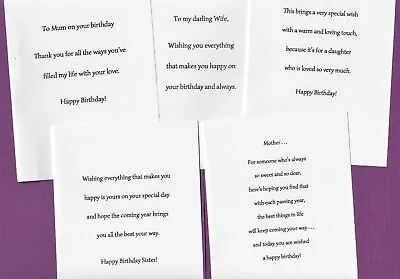 PK OF 10 FEMALE RELATIVE BIRTHDAY CARD INSERTS PRE-CUT A5A65x56x67x5 • £2.05