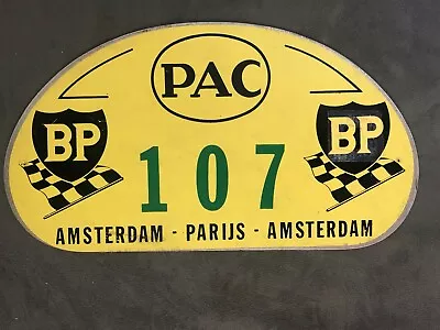 BP Pac 107 Amsterdam Paris 123 1964 WRC Automobile Car Rallye Rally Plate • £50