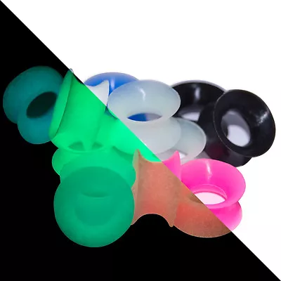 Package Of 6  Pairs Silicone Ear Gauges Tunnels Plugs Glow • $9.68