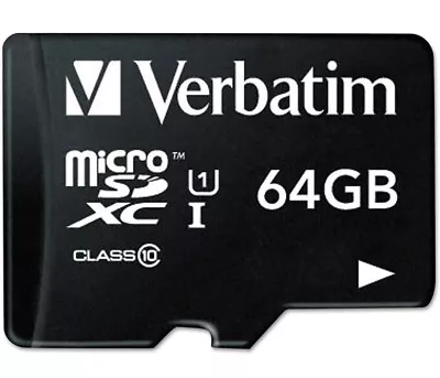 Verbatim MicroSDXC Memory Card With SD Adapter Class 10 64GB 44084 • $12