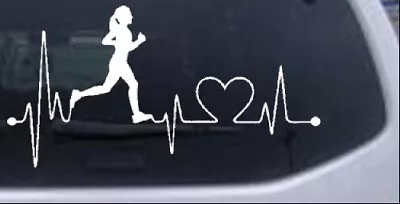 Run Girl Heartbeat Marathon Running Car Truck Window Decal Sticker 8X4.3 • $20.18