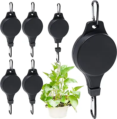 6 Pack Plant Pulley Retractable Hanger Easy Reach Plant Pulley Adjustable Height • $20.60