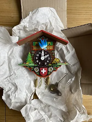 Vintage German Wall Clock Black Forest Swiss House Miniature 5 Inches Tall-Works • $49.99