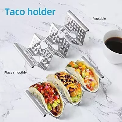 Taco Holders Set Of Taco Stand Stainless Steel Taco Holder Each Can Hold 3 • $12.12