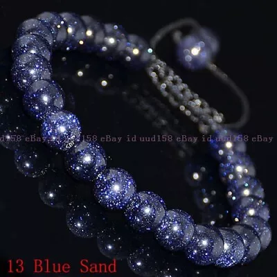 Men Women 8mm Natural Gemstones Braided Macrame Beads Bracelet Adjust Handmade • $2.75