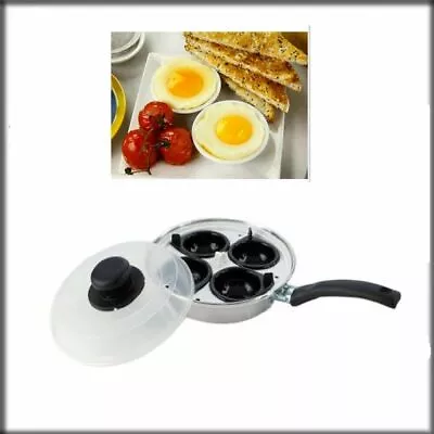 HOLE Egg Poacher Pan Non-Stick Cup Egg Boiler Saucepan Cookware With  Lid • £5.99