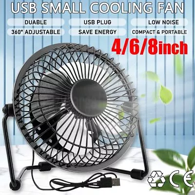 $17.99 • Buy 4inch / 6inch / 8inch Portable Mini USB Small Cooling Fan Desk Desktop Cooler Au