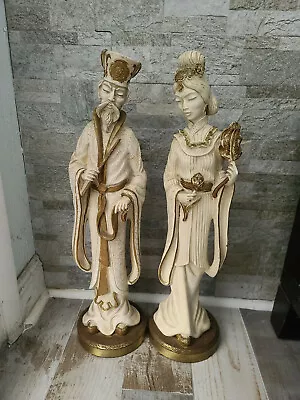 Vintage Asian Sculptures 1958 Universal Statuary Chicago Corp Midcentury Decor • $199.40