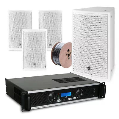 Wall Mounted Commercial Sound System - 4x 8  PDW8W Speakers With Amplifier • £1269