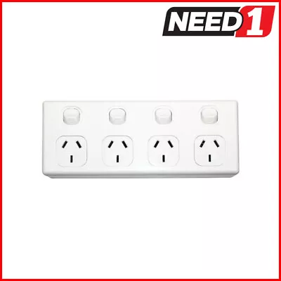 3A AU Quad Power Point 10A 250v – 4 Gang GPO Socket Outlet - White • $21.95