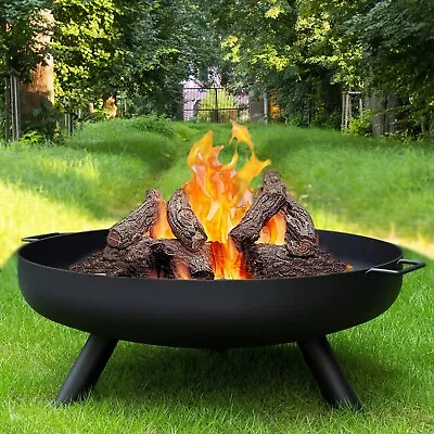 24  Round Fire Pit Folding Patio Garden Bowl Outdoor Camping Heater Log Burner • £17.85