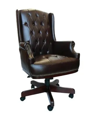 Captains Antique PU Leather Desk Office Chair • £129.95