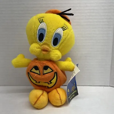 Vintage 1998 Tweety Pumpkin Halloween Bean Bag Plush Warner Bros Tunes Of Terror • $17.13