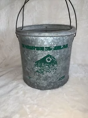 Vintage JC Higgins Minnow Bucket Rare Green Label Galvanized Metal 2pc.  • $45