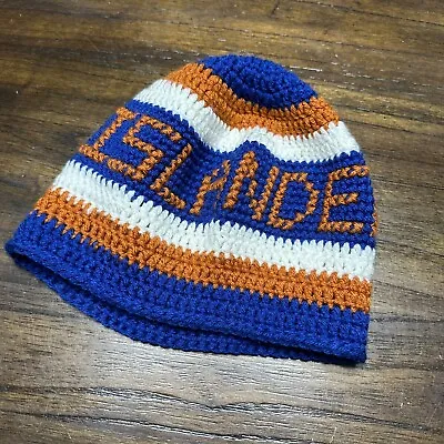 Vintage New York Islanders Handmade Knit Hat Beanie Adult Size Striped • $15