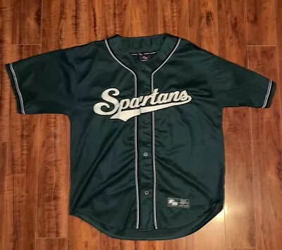 Vintage Michigan State Spartans Baseball Jersey Mens XL Green Y2K • $35