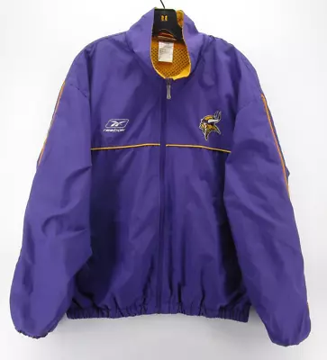 Minnesota Vikings Jacket Men Medium Purple Reebok Mesh Lined Windbreaker NFL* • $34.99