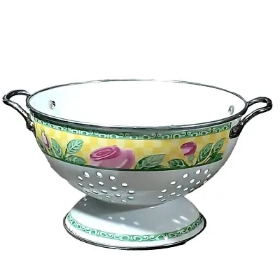 Villeroy & Boch A Rose Pattern Colander Enamel Coated Metal 8 5/8  EXCELLENT  • $25.46