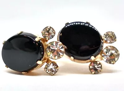 Van Dell Vintage 12K GF Onyx Screw Back Earrings With Rhinestone Accents. • $29