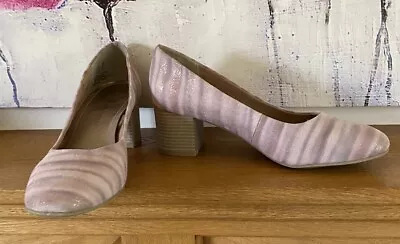 Marco Tozzi Pink And Gold Court Shoes Heels Size 6 • £6.50