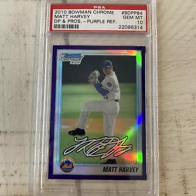 2010 Bowman Chrome Matt Harvey Purple Refractor PSA 10 • $14.99