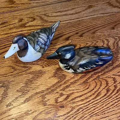 2Hand Painted Carved Wooden Duck Decoy Carving Merganser Pintail 4” • $33.99