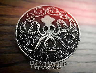 Celtic Kraken Octopus Brooch/Pin -- Viking/Celt/Pirate/Medieval/Sea/Silver/Cloak • $34.95