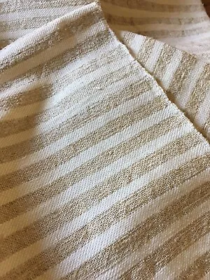 Antique French Or European Nubby Loom Woven Linen Hemp Fabric ~ Tan Stripe • $44.99