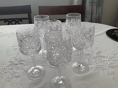 Edinburgh Crystal 6 Long Stemmed Wine Glasses/Goblets • £40