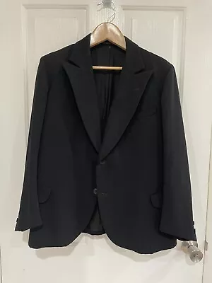 ANTIQUE VINTAGE Edwardian Mens Suit Jacket Black Wool  • $113.34