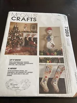 McCall's 7285 Vintage Pattern  Let It Snow  Snowman Crafts Christmas UnCut • $4.50